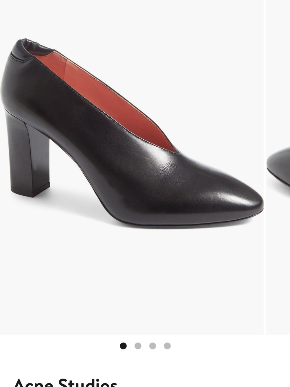 Acne Black Leather V-Cut Block Heel Pumps